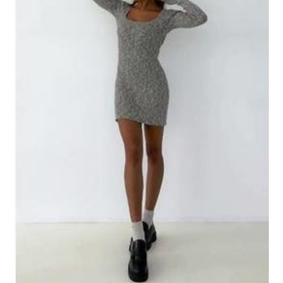 Rumored Ribbed Mini Sweater Dress size medium black - Picture 7 of 14